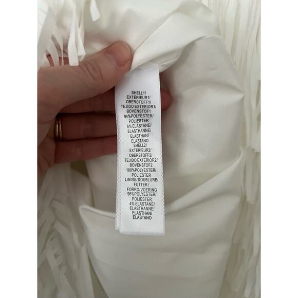 Aidan Mattox White Sleeveless Fringe Trim Dress Sz 2 - Picture 5 of 6
